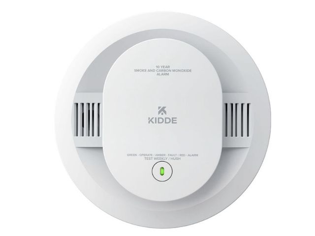 Lot 96-198431 - Kidde
10-Year Battery Powered
Smoke and Carbon Monoxide Detector with Alarm LED
Warning Lights and V...