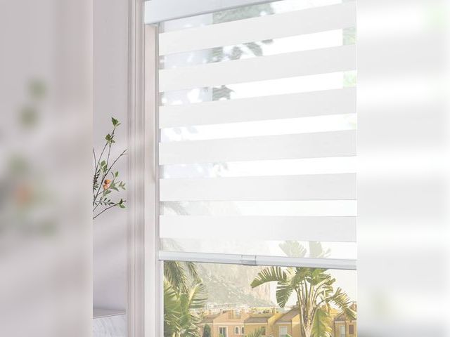 Lot 96-160833 - Persilux Cordless Zebra Blinds for Windows (71" W x 72" H, White) with Upgraded Cassette Light Filte...
