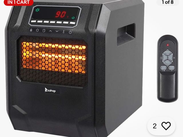 Lot 96-178397 - ZOKOP HT1188N 1500W Quartz Tube Heater, Digital Room Heater, Black New L1 New