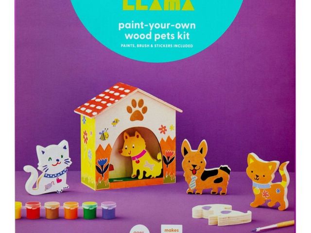 Lot 96-165845 - Paint-Your-Own Wood Pets Kit - Mondo Llama™: Safe Acrylic Paint, DIY Art Kit, Includes Stickers &amp...