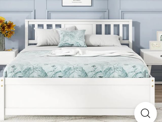 Lot 96-192182 - Giantex Solid Wood Platform Bed Frame, Mid Century Full Bed Frame with Headboard Full Size New MSRP ...