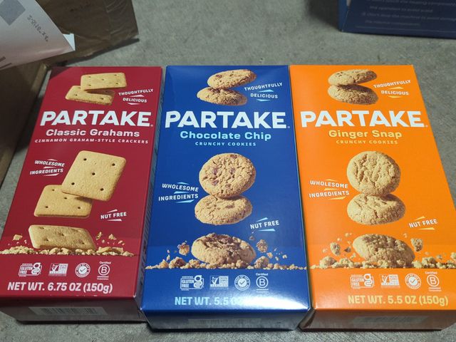 Lot 96-200841 - Four Packs of Three Various Partake Cookies New BB 3/21, 2/14, and 4/24 2024