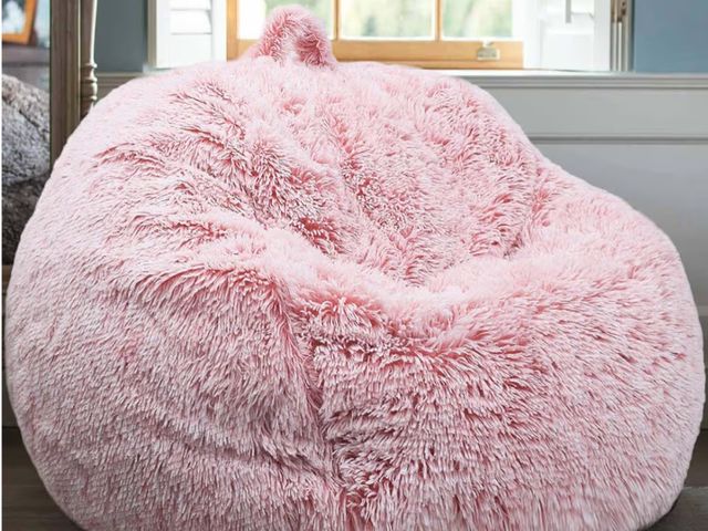 Lot 96-190095 - Fluffy Stuffed Animal Storage Bean Bag Chair Cover (No Filler), Faux Fur Comfy Bean Bag Cover for Or...