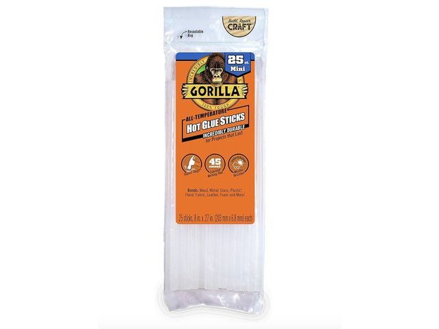 Lot 96-173655 - Gorilla Hot Glue Sticks, Clear Glue, Mini Size 8" Long x 0.27" Diameter, 25 Count (Pack of 1) - Safe...