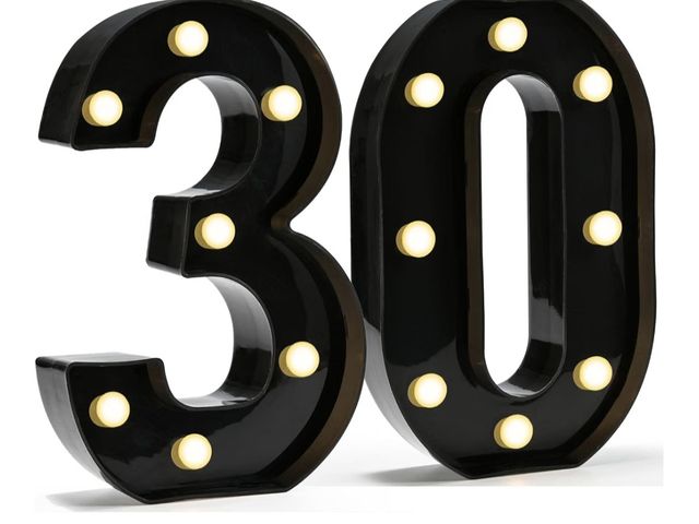Lot 96-232651 - Black Light Up Numbers, 30th Birthday Decorations for Men Marquee Numbers Black Party Decorations, P...