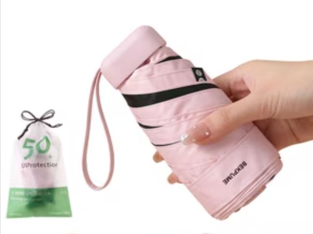 Lot 96-232830 - Pink Compact Rain Sun Umbrella New