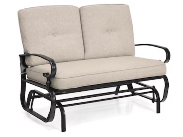 Lot 96-227602 - Costway 47.5-in W x 33.5-in H Beige Steel Garden Bench MSRP $227 New