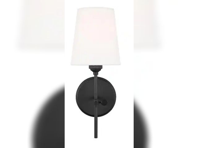 Lot 96-174434 - Generation Lighting
Baker 5.5 in. W x 14.25 in. H 1-Light Midnight Black Wall Sconce with White Line...