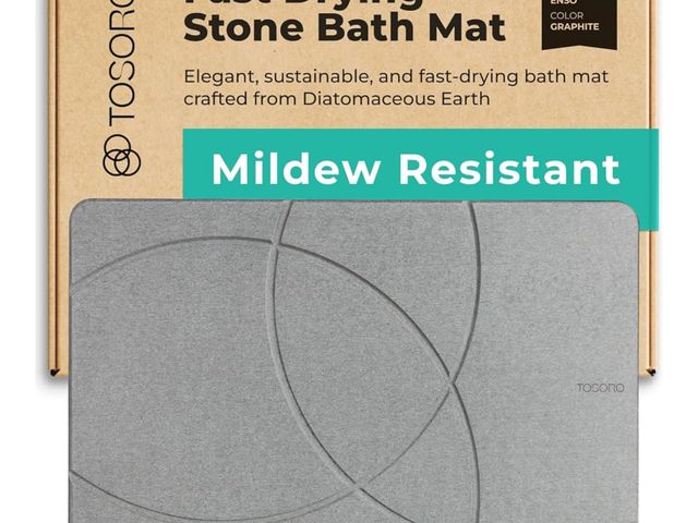 Lot 96-170129 - Stone Bath Mat Diatomaceous Earth 23.5 x 15 Graphite
Non-Slip Quick Drying Absorbent Easy to Clean S...