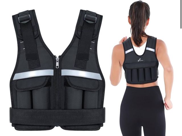 Lot 96-166777 - Adjustable Weighted Vest Weights: 2-18 lbs/2-40 lbs Body Weight Vests 16 In 1 Fast Adjust Running Ve...