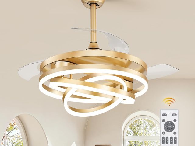 Lot 96-178961 - Retractable Ceiling Fan with Lights, Fandelier Ceiling Fan with 6 Speeds,3000K-6000K Adjustable,and ...