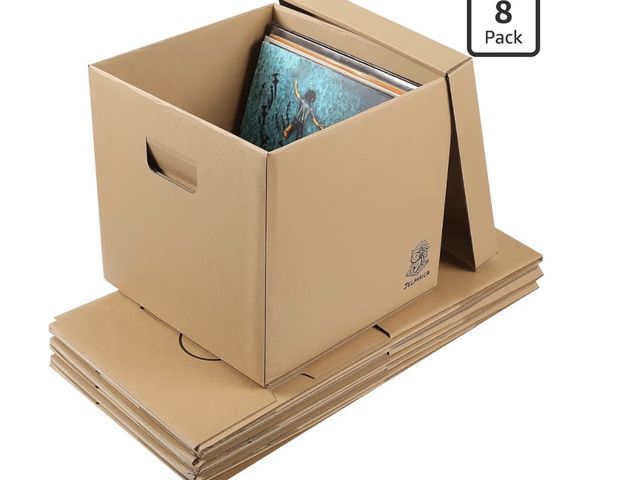 Lot 96-210194 - 12" Vinyl Record Storage and Moving Box - Sturdy Cardboard with Removable Lid - Holds up to 60 Recor...