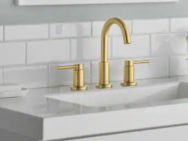 Lot 96-182477 - Glacier Bay Dorind 8 in. Widespread 2-Handle High-Arc Bathroom Faucet in Brushed Gold New MSRP $109