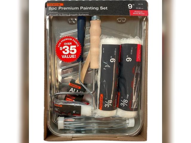 Lot 96-164092 - 8-Piece Metal Tray/Shed Resistant White Woven Paint Applicator Kit

New