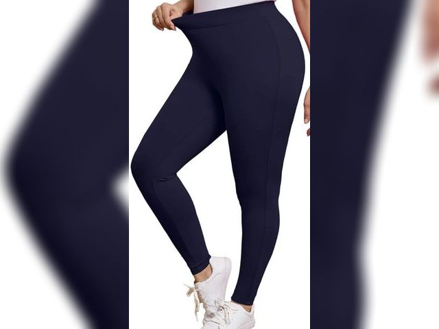 Lot 96-233062 - SHOWMALL Women Plus Leggings 26" Workout Yoga Pants for Women Navy Blue 5X Tummy Control Running Leg...