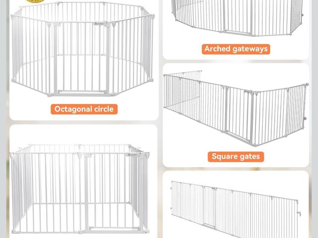 Lot 96-211769 - COMOMY 198" Baby Gate Extra Wide, Dog Gate Pet Gate for House Stairs Doorways Fireplace, Adjustable ...
