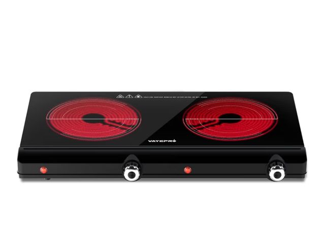 Lot 96-178424 - VayePro Infrared Double Burner Electric Cooktop - 1800W Portable Stove, Heat-up In Seconds, Countert...