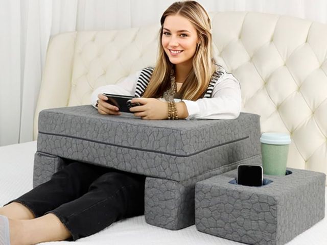 Lot 96-170894 - Bespilow Extra Large Reading &amp; Gaming Pillow with Coaster - Adjustable Lap Desk for Reading, Gam...