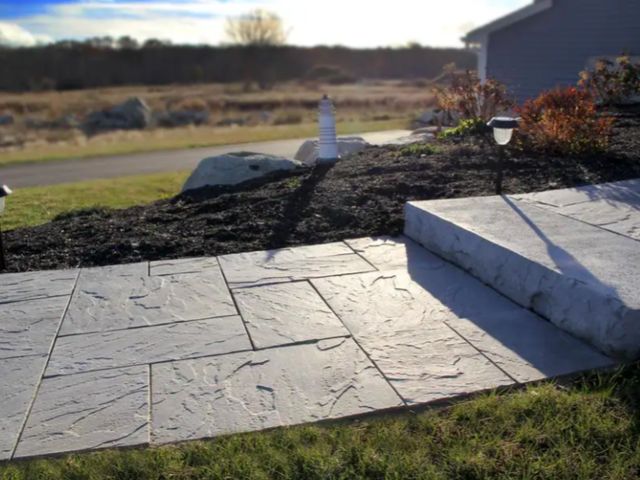 Lot 96-182469 - Patio-on-a-Pallet Concrete Gray Basket Weave Yorkstone Paver 6 Large Squares and 12 Rectangle Pieces...