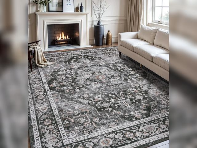 Lot 96-174594 - AMOAMI-Area Rug 8X10 Rugs for Living Room-Vintage Soft Black Rugs for Bedroom-Non Slip Carpet-Washab...