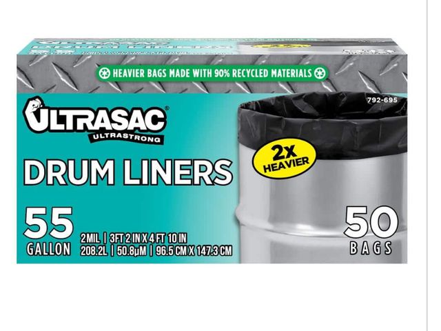 Lot 96-181725 - Ultrasac 55 Gal. Drum Liner Trash
Bags (50 Count) New