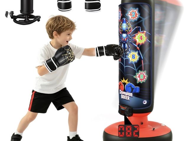Lot 96-230696 - Sports Boxer Gloves, LED Lights, Music &amp; 4 Game Modes, Auto Scoring Boxing Kit for Boys Girls Ag...