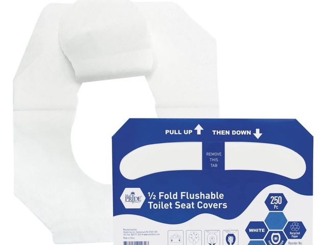 Lot 96-233175 - MED PRIDE Flushable Toilet Seat Covers, Disposable Half-Fold Liners, 250 pack Septic Safe, White Pap...