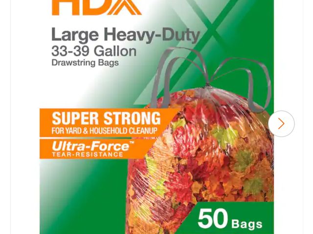 Lot 96-190248 - HDX
33-39 Gallon Clear Flex Drawstring Outdoor Trash Bags with 20% PCR (50-Count) New