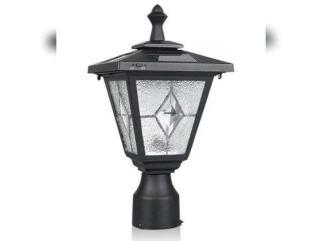 Lot 96-179331 - KP4326Q-A Solar Lamp Post Light, Outdoor Lighting, Aluminum LED Solar Pillar Light with Tiffany Glas...