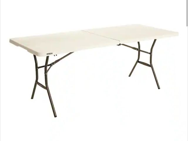 Lot 96-165113 - Lifetime 6 ft. Fold-in-Half Table: Almond Unused lightly scratched