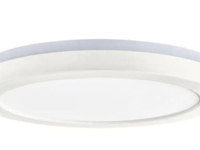 Lot 96-173662 - Commercial Electric 12 in. LED Flush Mount Smart CCT and RGB Selectable Matte White Finish with Nigh...