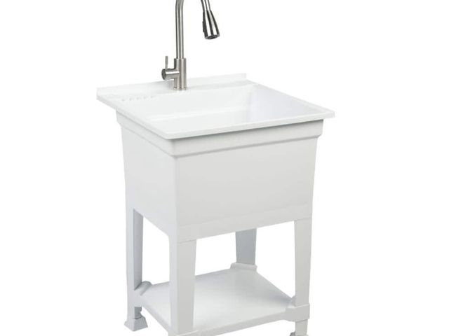 Lot 96-220305 - Glacier Bay
24 in. W x 24 in. D x 35 in. H Freestanding Laundry/Utility Sink in White with Stainless...