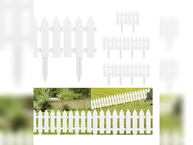Lot 96-232942 - Garden Fence White, Plastic Garden Picket Fence Edgings Lawn Flowerbeds Plan