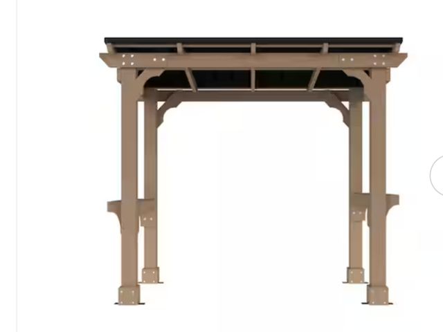 Lot 96-232827 - VEIKOUS 8 ft. W x 5 ft. D Cedar Wood Grill Gazebo Outdoor with Steel Roof New (But has one damaged s...