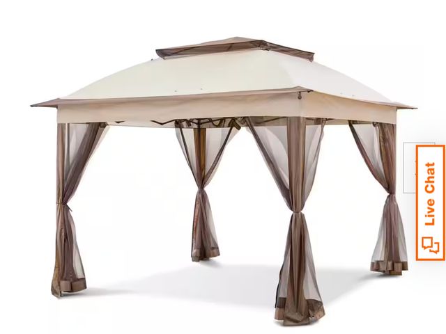 Lot 96-161827 - 11 ft. x 11 ft. Pop-Up Gazebo Shelter with Screen Wall Panels Instant Outdoor Tent, Tan 
by EAGLE PE...