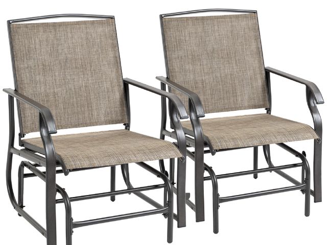 Lot 96-159483 - Outsunny 2 Piece Glider Set, Outdoor Swing Chairs, Patio Rocking Armchairs with Breathable Mesh Fabr...