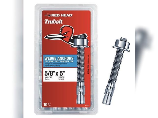 Lot 96-211964 - Red Head 5/8 in. x 5 in. Zinc-Plated Steel Hex Nut-Head Concrete Wedge Anchors (10-Pack) New