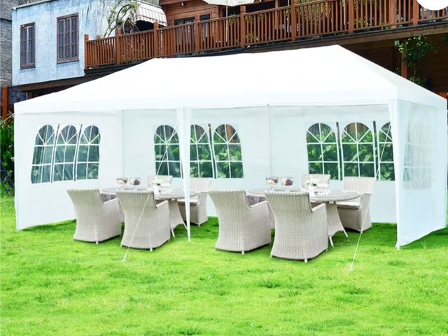 Lot 96-227972 - Costway 10'x20' Canopy Tent Heavy Duty Wedding Party Tent 6 Sidewalls W/Carry Bag used untested MSRP...