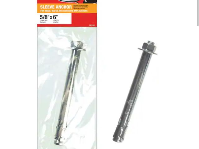 Lot 96-180331 - Red Head 5/8 in. x 6 in. Zinc-Plated Steel Hex-Nut-Head Indoor Sleeve Anchor (1-Pack) New
