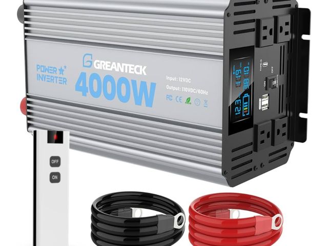 Lot 96-170150 - 4000 Watt Modified Sine Wave Inverter, 12V Power Inverter, Four 110 / 120V DC to AC Outlets,Type-C P...