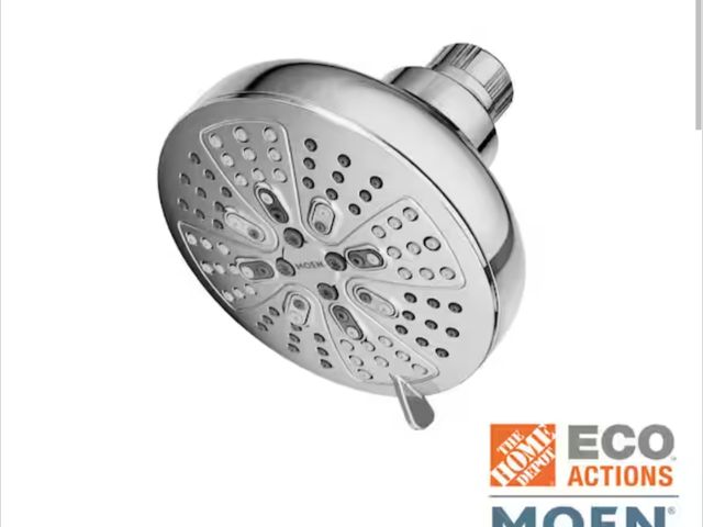 Lot 96-179361 - MOEN 
Hydro Energetix 8-Spray Patterns with 1.75 GPM 4.75 in. Single Wall Mount Fixed Shower Head in...