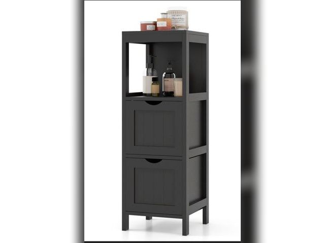Lot 96-192323 - Costway Floor Cabinet Multifunction
Bathroom Storage Organizer Rack w/2
Drawers
New
MSRP $210.00