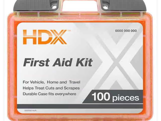 Lot 96-173583 - HDX First Aid Kit, 100-pieces

Appears unused. One lock is missing