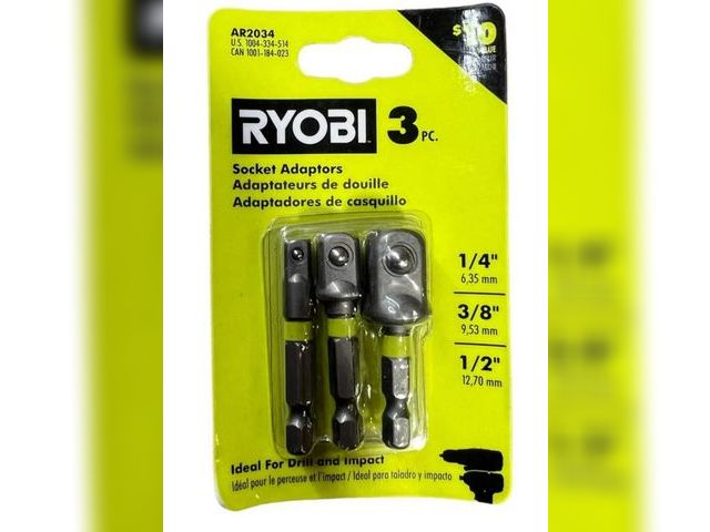 Lot 96-163812 - Ryobi Impact Rated Socket Adaptor Set (3-Piece)
New