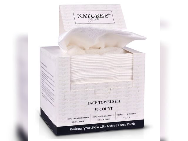 Lot 96-193202 - Nature’s Touch Face Towels, Biodegradable Viscose, 100% USDA Biobased, Disposable Face Towelette, Ul...