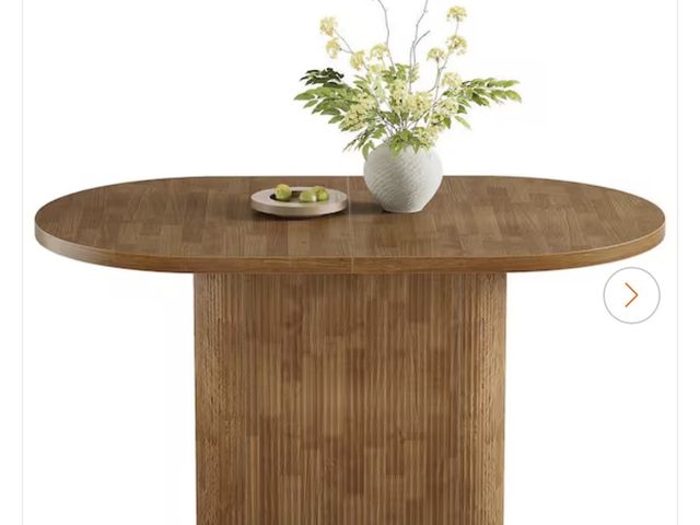 Lot 96-211372 - BYBLIGHT Roesler Brown Wood 47.24 in. Pedestal Base Oval Dining Table Kitchen Table Small Dinner Tab...