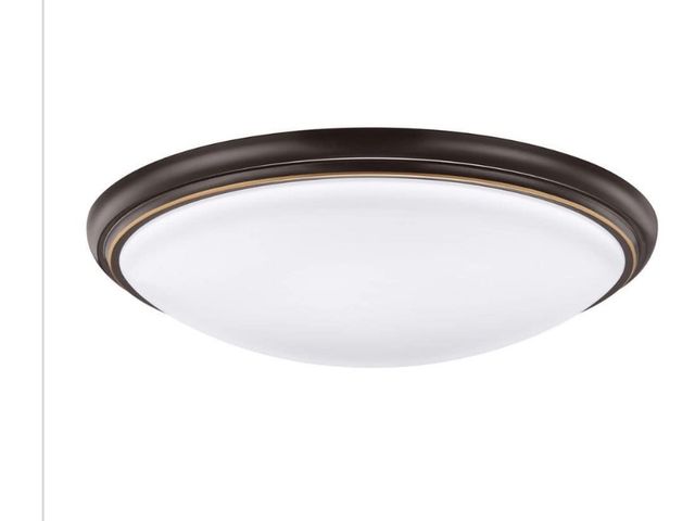 Lot 96-212259 - Commercial Electric 12 in. Light Brushed Nickel and Oil-Rubbed Bronze Adjustable CCT Integrated
LED ...