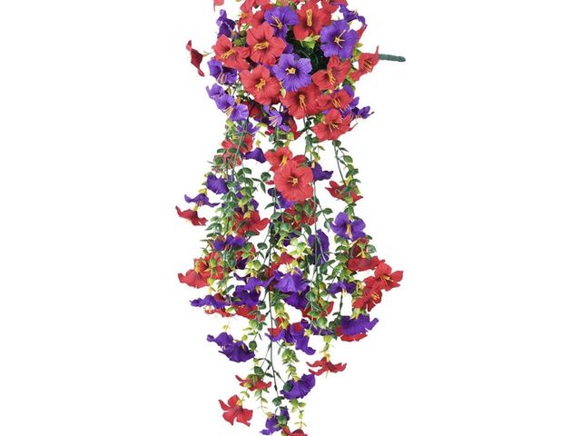 Lot 96-233119 - Set of 2 Artificial Morning Glory Wall Hanging Bouquet Faux Silk Flowers  New