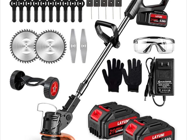 Lot 96-163675 - Electric Weed Wacker Cordless Weed Eater Battery Powered with 5 Types Blade, 3 in 1 Cordless Grass T...