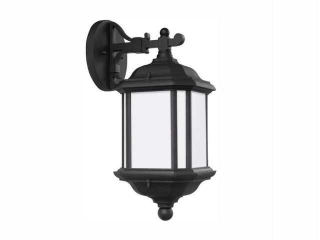 Lot 96-211990 - Generation Lighting Kent 1-Light Black Outdoor 15 in. Wall Lantern Sconce with LED Bulb New